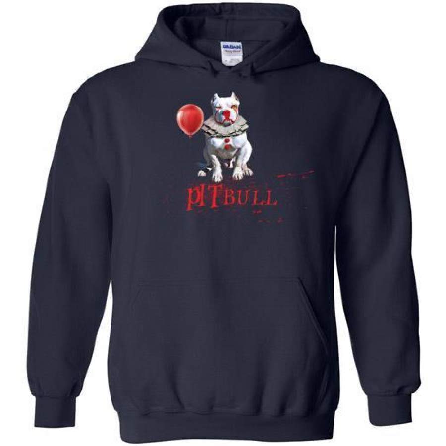 Scary Pitbull Clown For Halloween Day Horror IT Hoodie