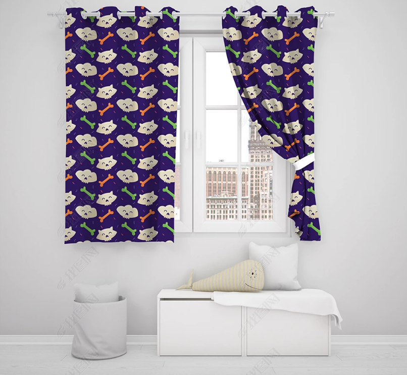 3D Hand Drawn Animal Dog Bone Curtains And Drapes Lqh 5