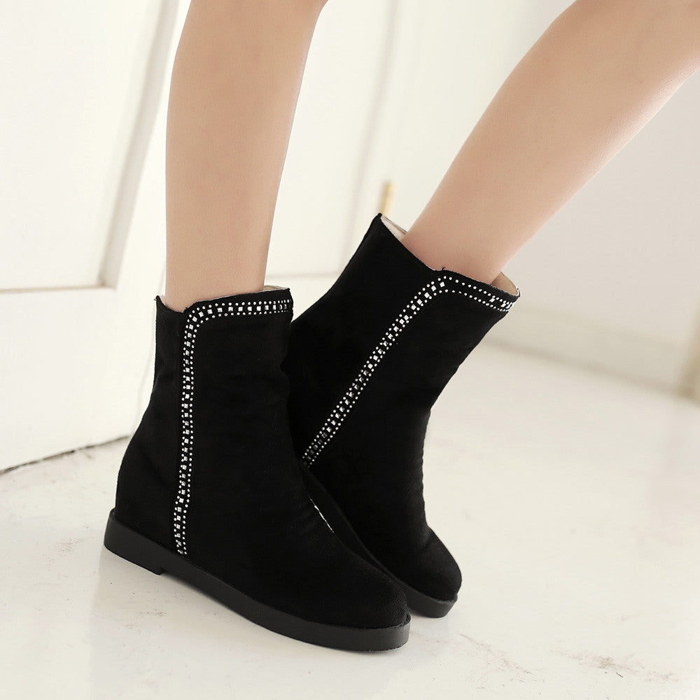 Rhinestone Ankle Boots Women Flats Shoes Fall|Winter