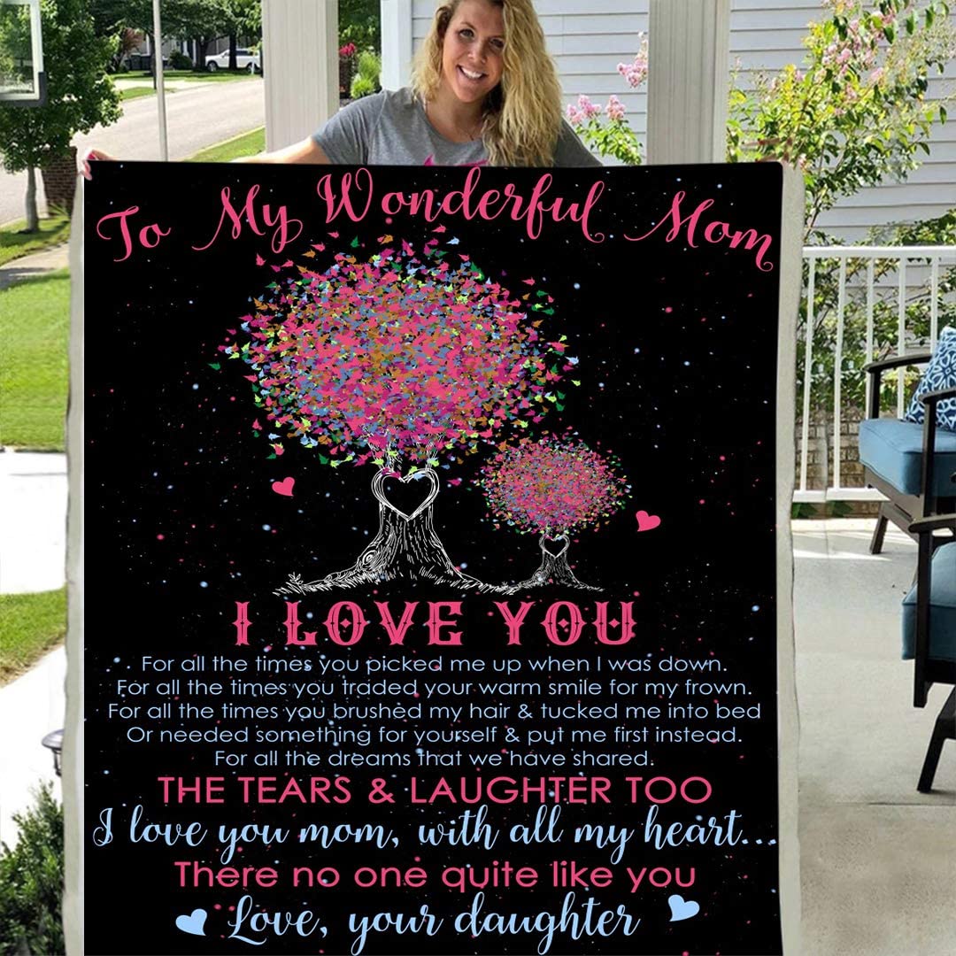 To my wonderful mom love you daughter personalized custom 3d custom fleece photo blanket fan gift