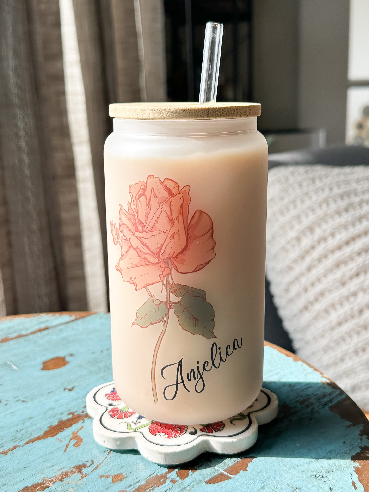 Birth Month Flower Coffee Glass, Bir … fashionstation