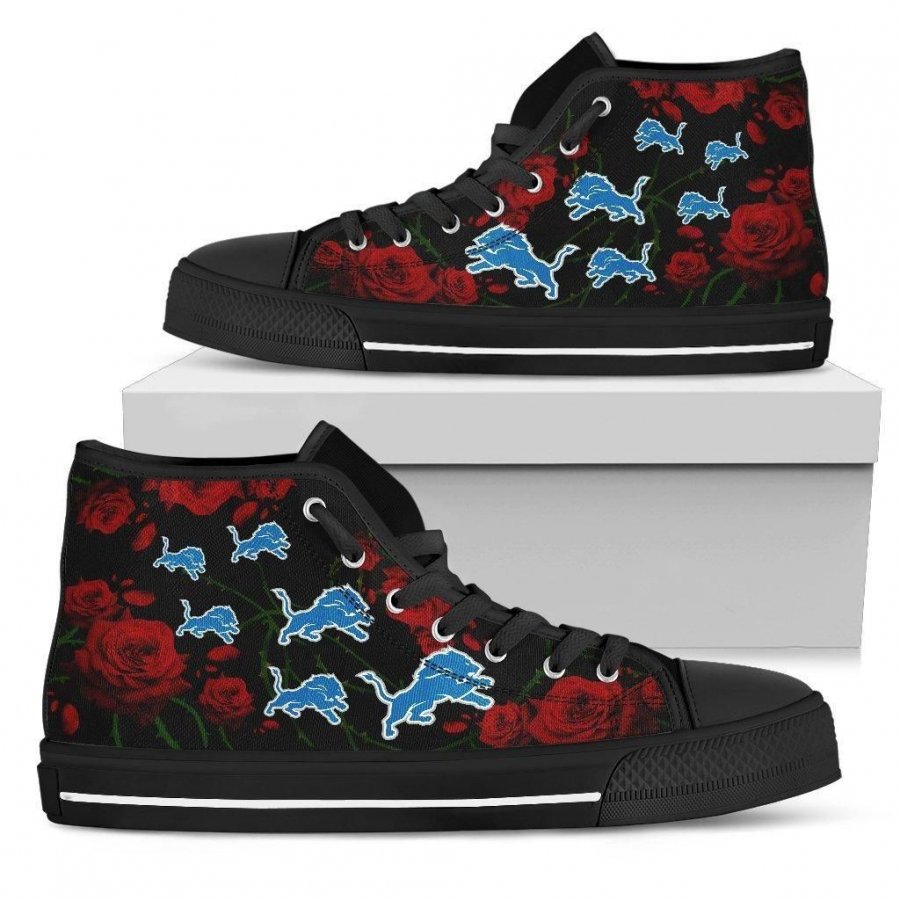 Lovely Rose Thorn Incredible Detroit Lions High Top Shoes #618