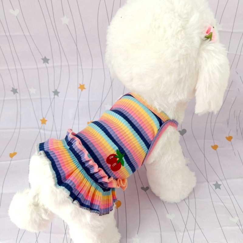 2022 Rainbow Strip Pet Dog Clothes Spring Pet Clothing for Small Medium Dogs Costume Puppy Pet Shirt Clothes for Dogs Ropa Perro alx