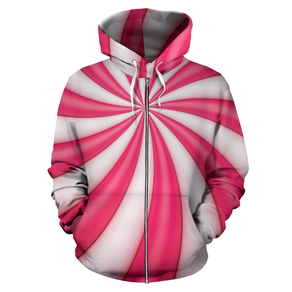 Vortex Twist Swirl Candy Print Zip Up Hoodie