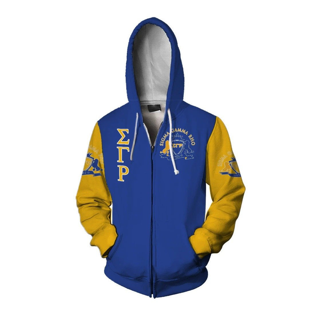 Sorority Hoodie – Lux Sigma Gamma Rho Poodle Blue Yellow Zip Hoodie