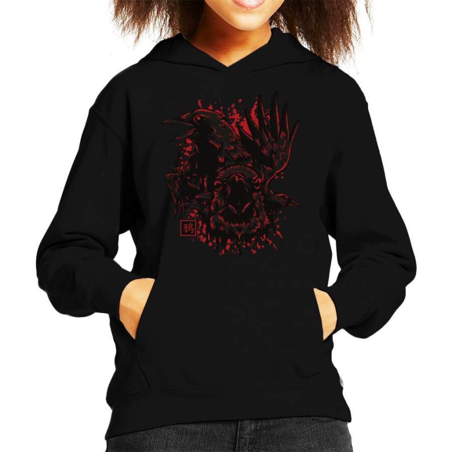 Karasu Japan Crow Kid’s Hooded Sweatshirt