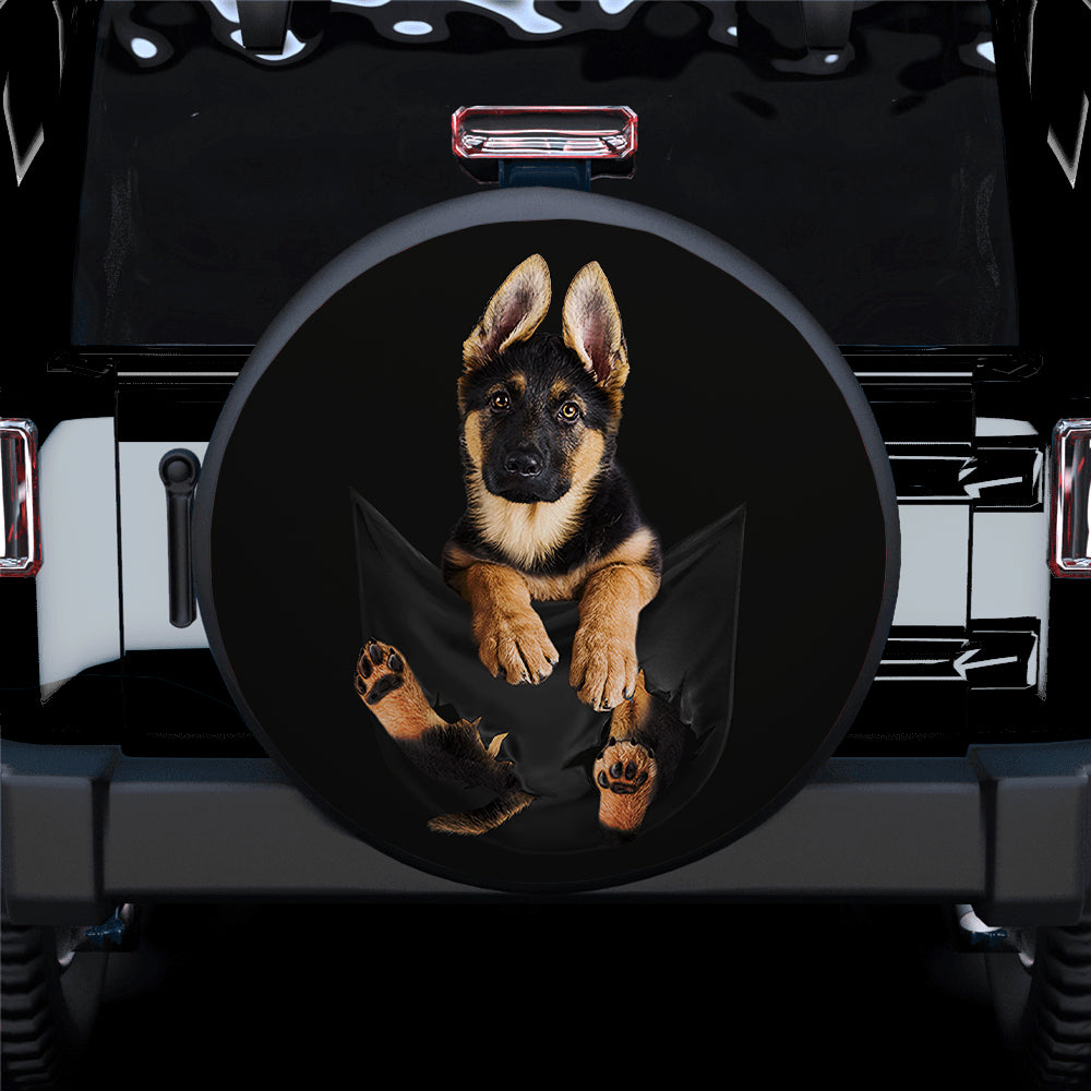 German Shepherd Puppy Dog Hanging Cute Jeep Car Spare Tire Covers Gift For Campers