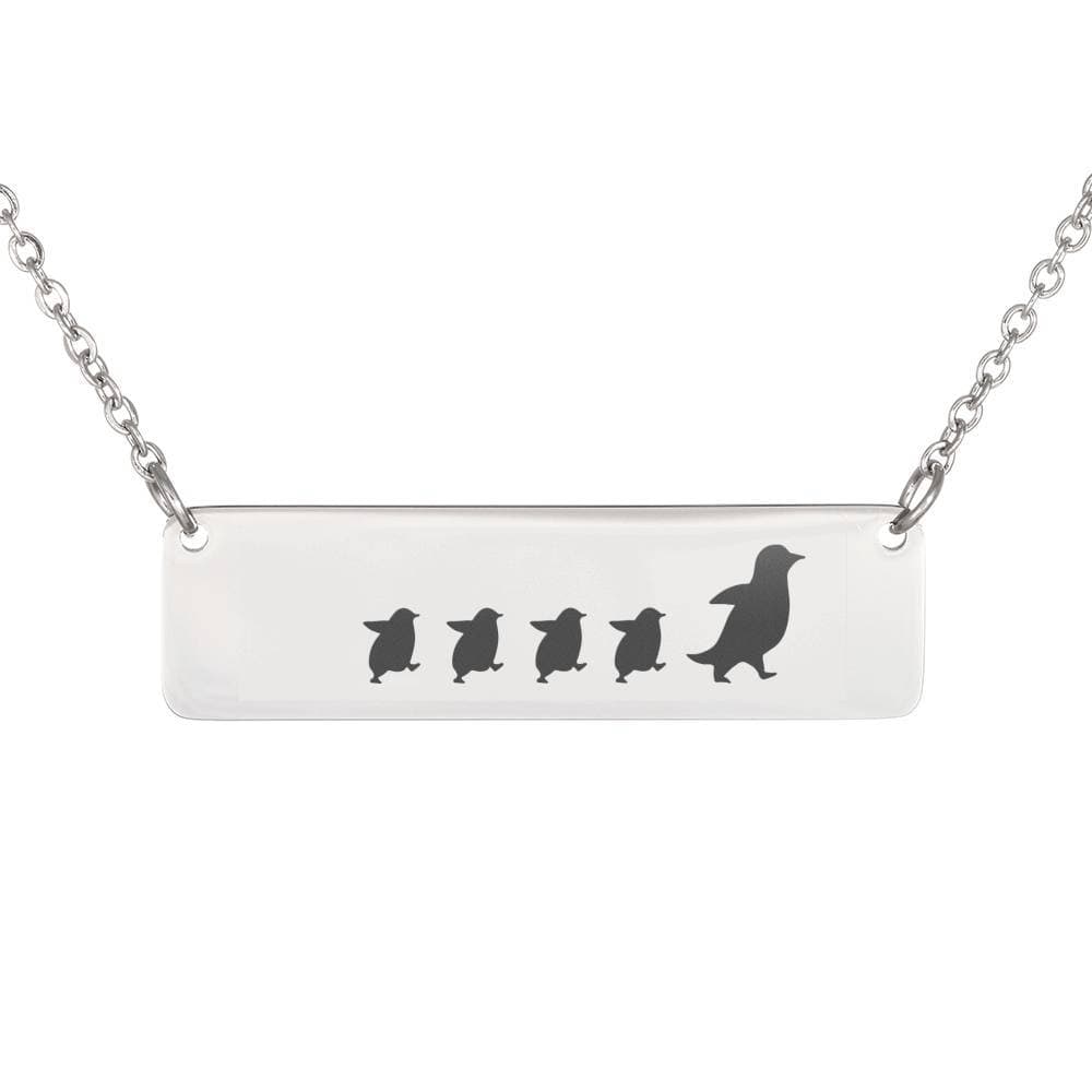 Mama Penguin & 4 Babies – Bar Necklace