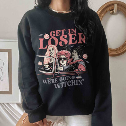 Get In Loser We’Re Going Witchin Sweatshirt Halloween 2D Crewneck Sweatshirt All Over Print Sweatshirt For Women Men Sws3786