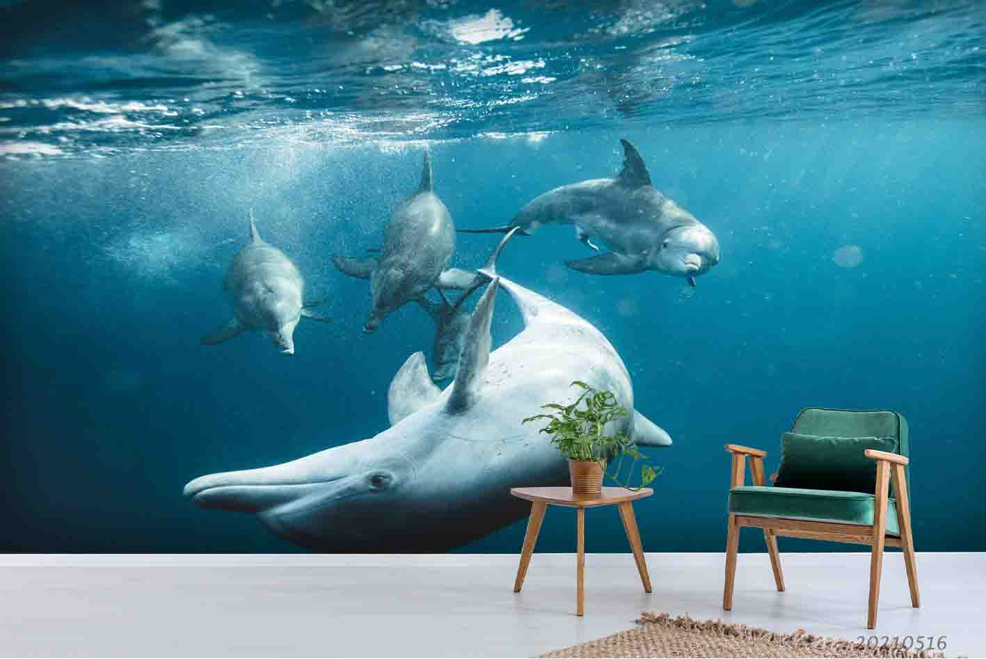 3D Sea Animal Whale Wall Mural Wallpaper Lqh 44