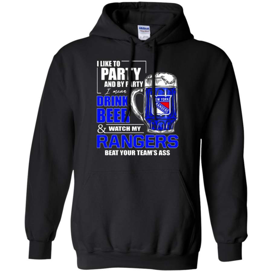 AGR I Like To Drink Beer & Watch My New York Rangers Ice Hockey Hoodie