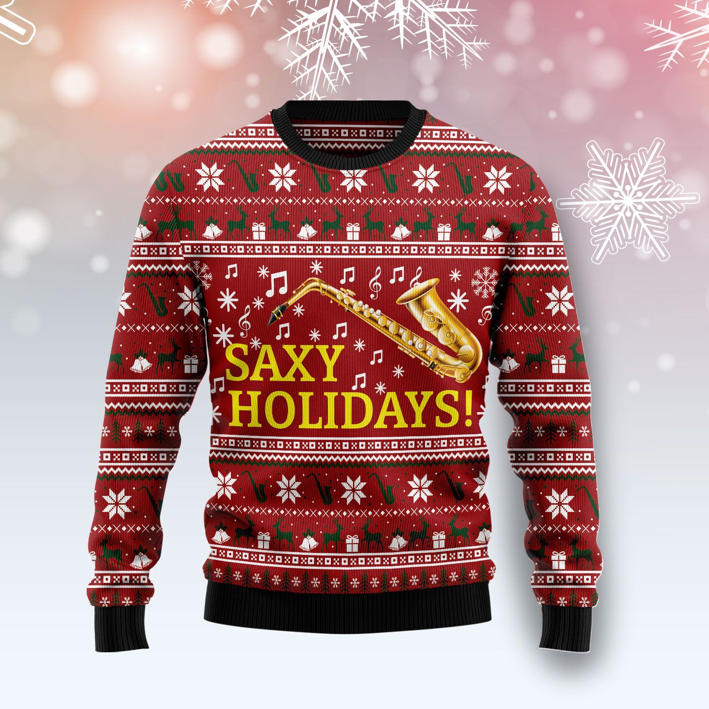 Saxy Holidays Saxophone Ugly Christmas Sweater | For Men & Women | Adult | Us4119