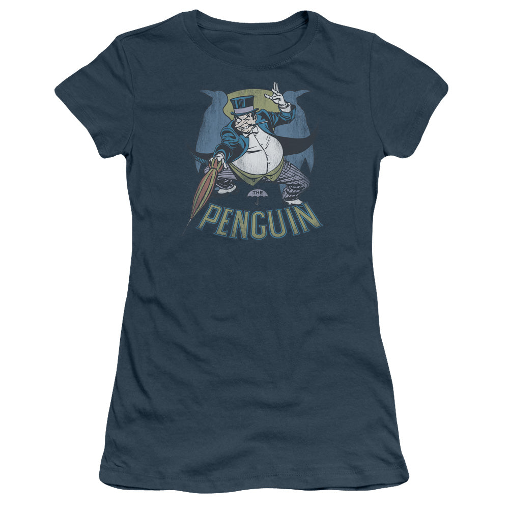 Dc Comics The Penguin Junior Sheer Cap Sleeve Womens T Shirt Indigo