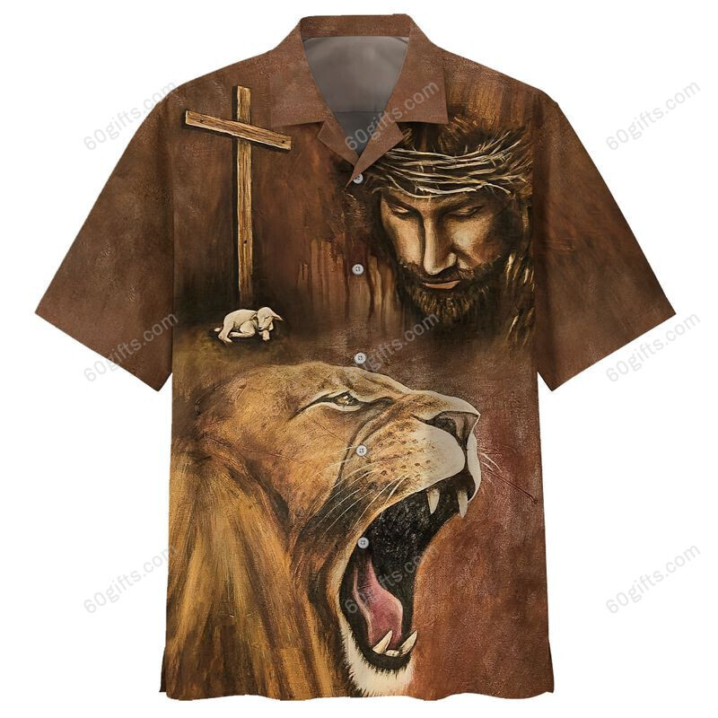 3D Jesus Hawaiian Shirt, Hoodie, Zip Hoodie, Hoodie Dress, Sweatshirt God Lion Sheep Christian All Over Print