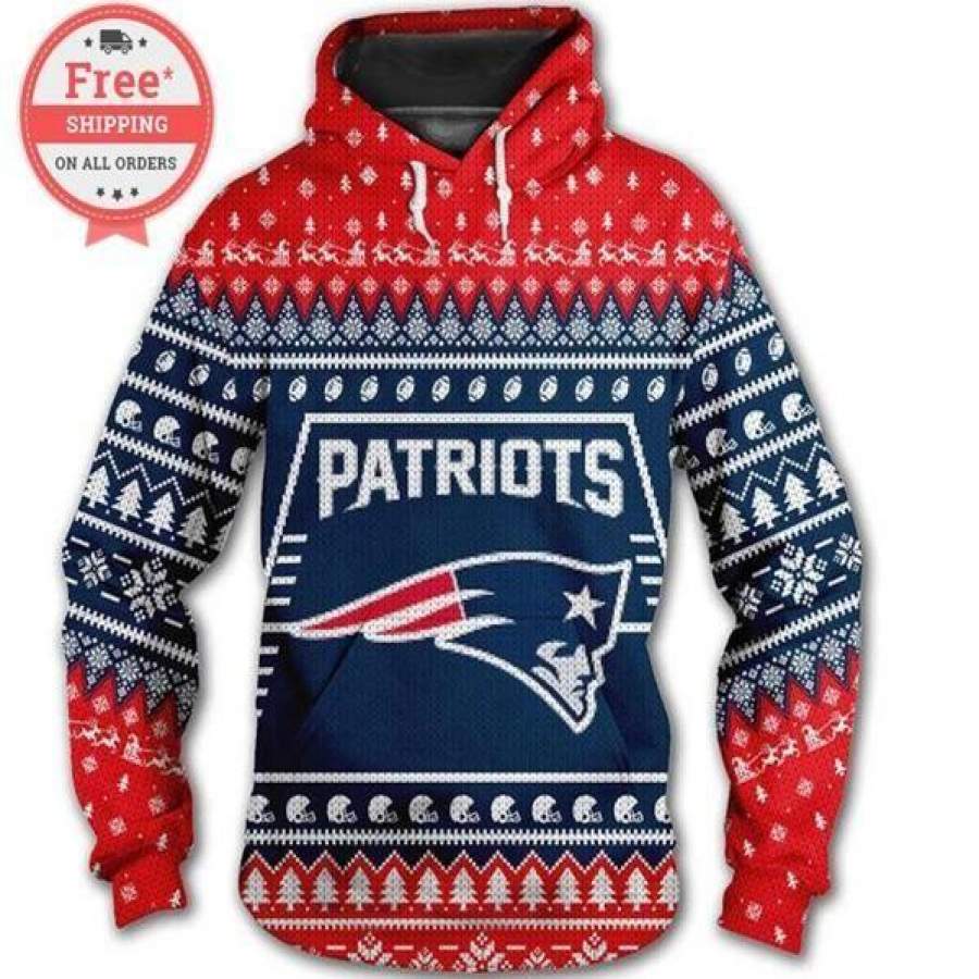 New England Patriots Christmas Hoodie Unisex 3D All Over Print