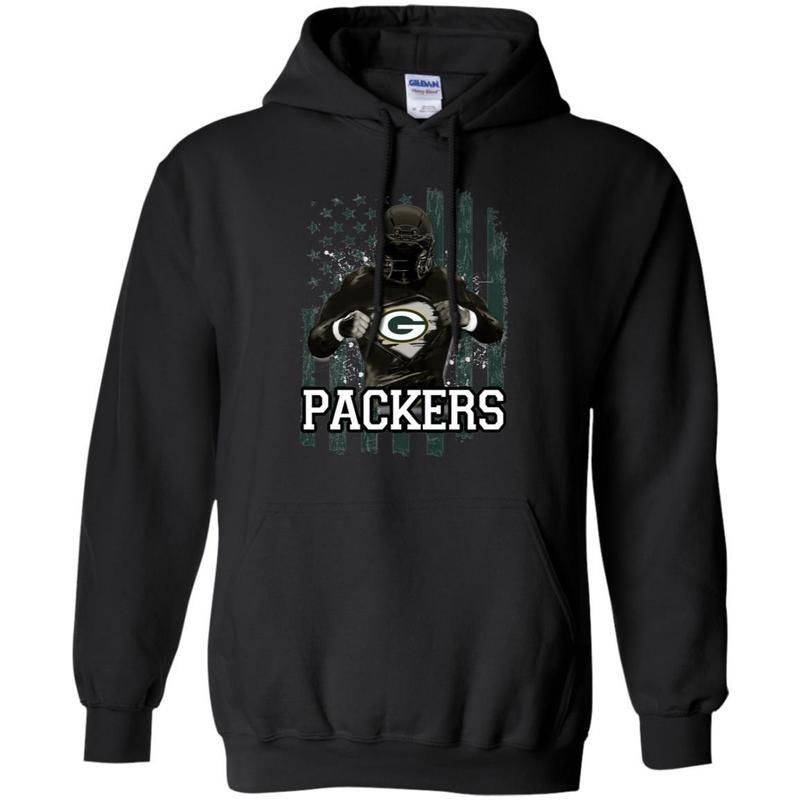 Green Bay Packers Inside American Flag Football Hoodie Gift Va07