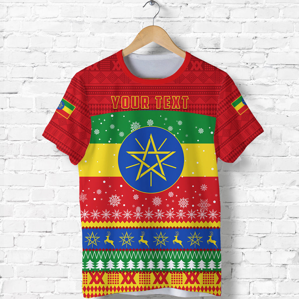 (Custom Personalised) Ethiopia T Shirt Merry Christmas Mix African Pattern Lt13