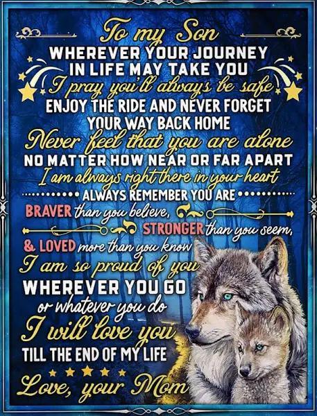 To My Son Wherever You Go Wolves Forest Fleece Blanket Gift For Son Home Decor Bedding Couch Sofa Soft And Comfy Cozy