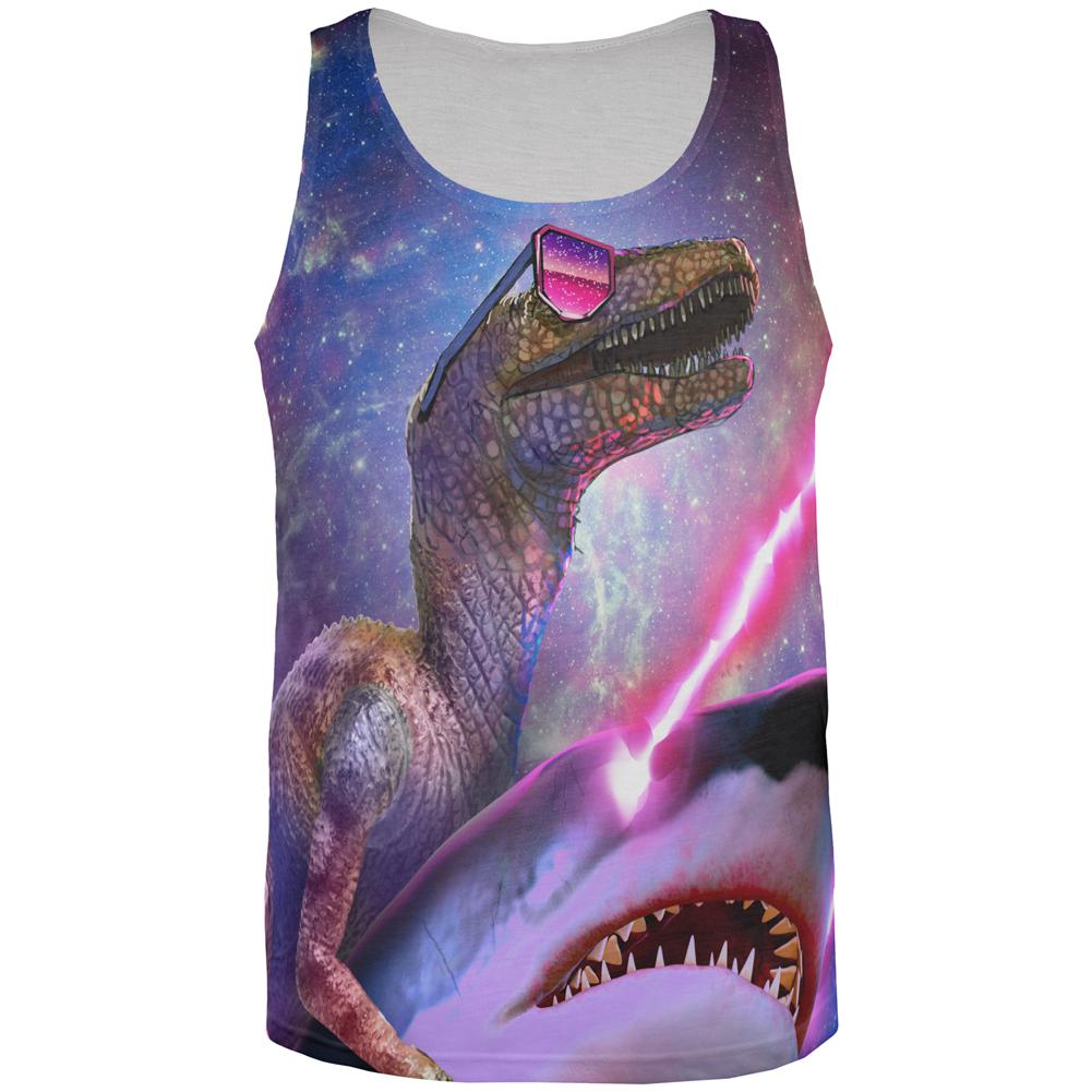 Velociraptor Laser Shark In Space All Over Mens Tank Top