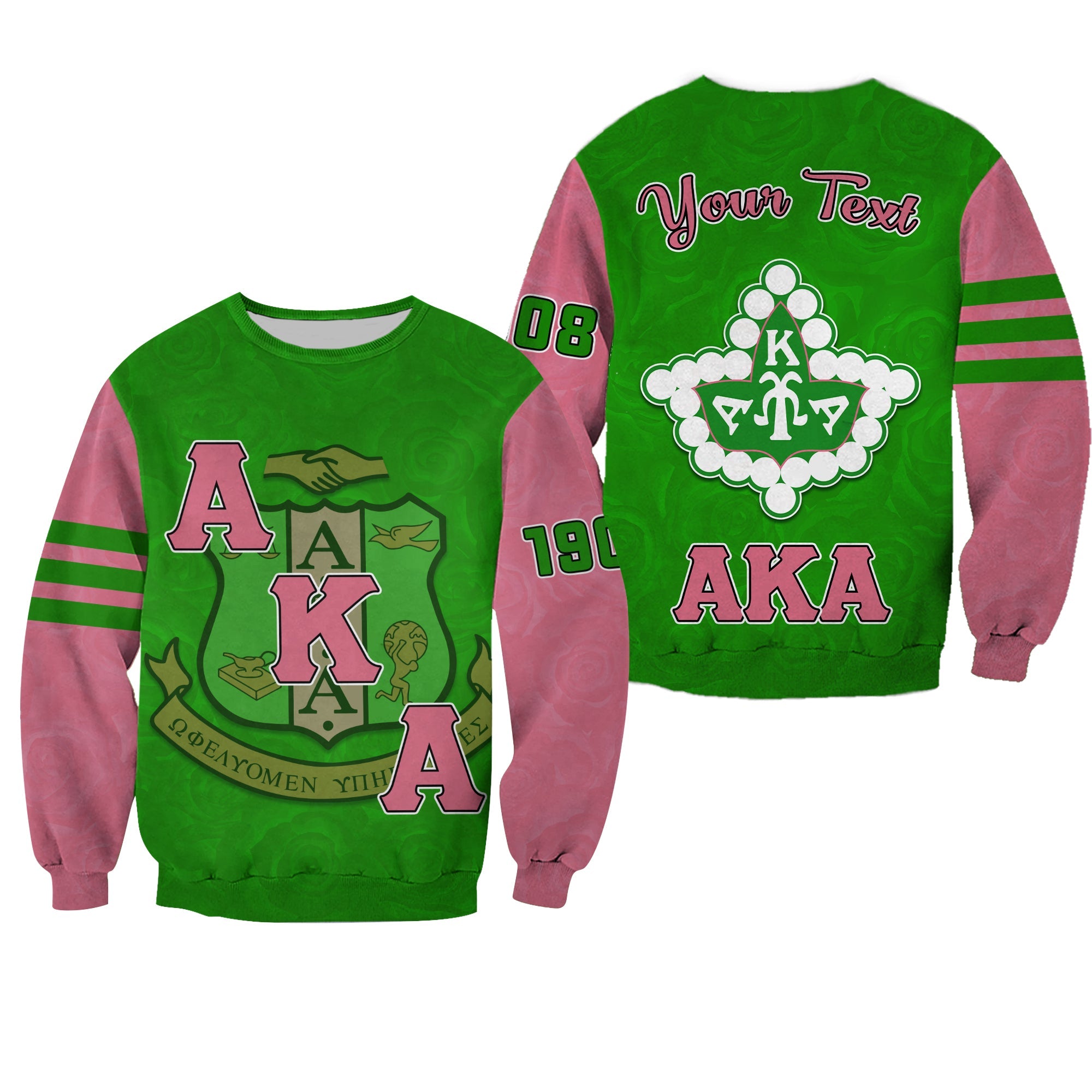 (Custom Personalised) Alpha Kappa Alpha 1908 Akas Sweatshirt Pink Tea Rose