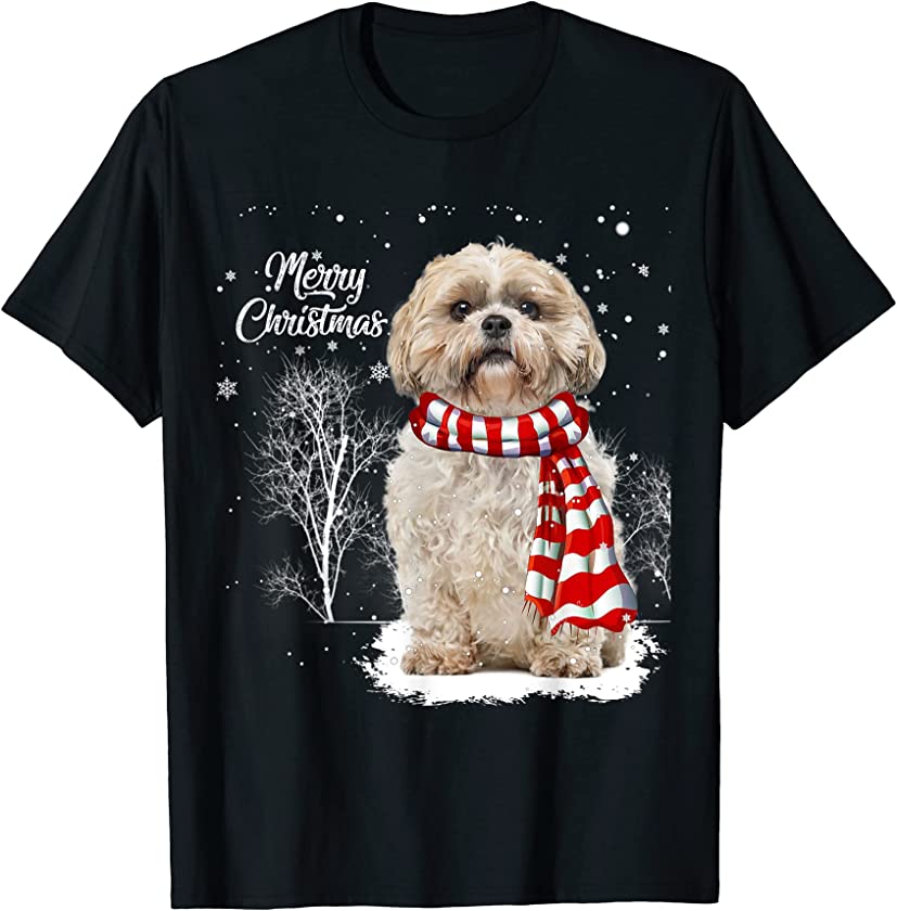 Cute Shih Tzu Christmas Puppy Dog Lover Family Matching T-Shirt