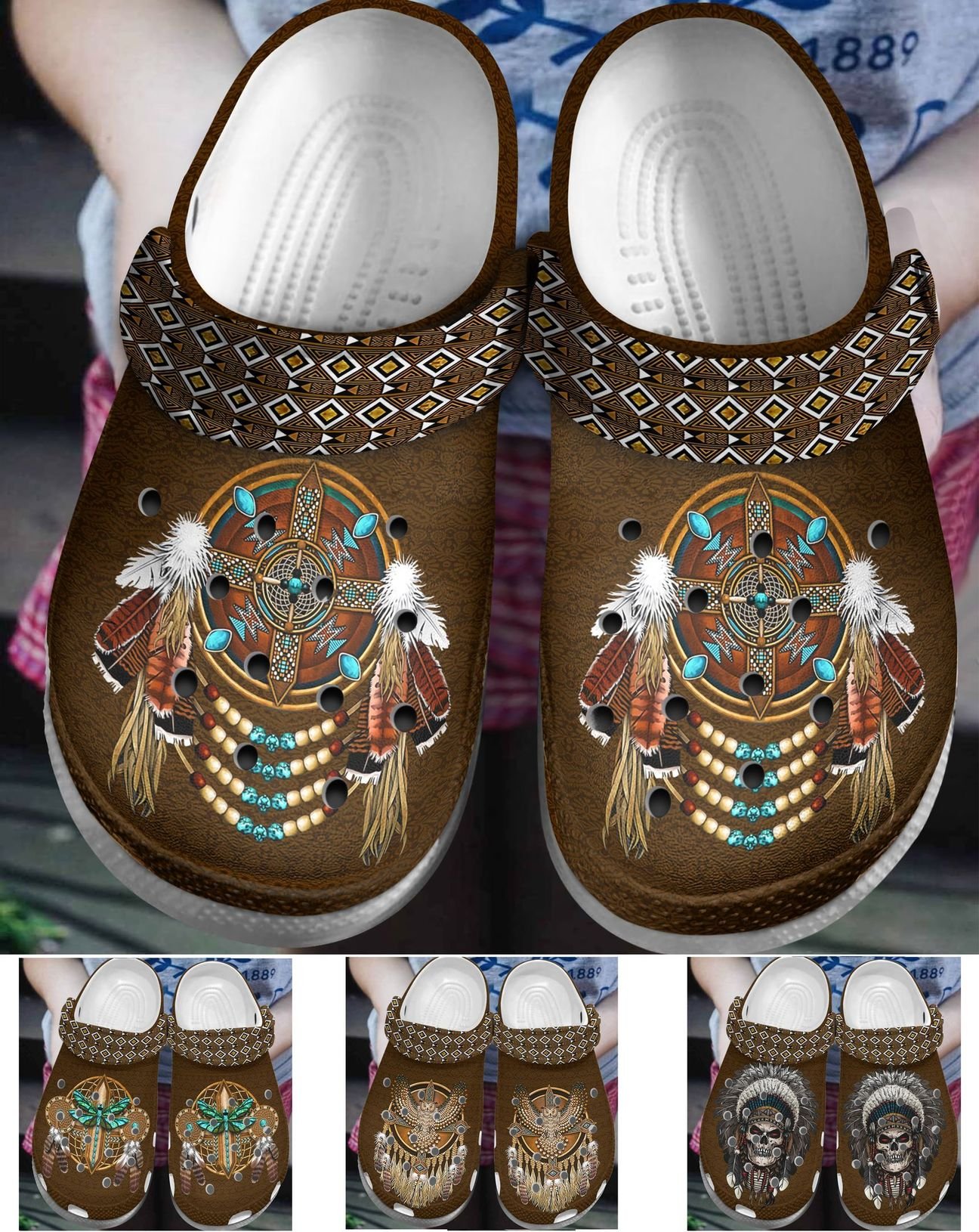 Native American Personalize Clog, Custom Name, Text, Fashion Style For Women, Men, Kid, Print 3D Native American 4 Versions