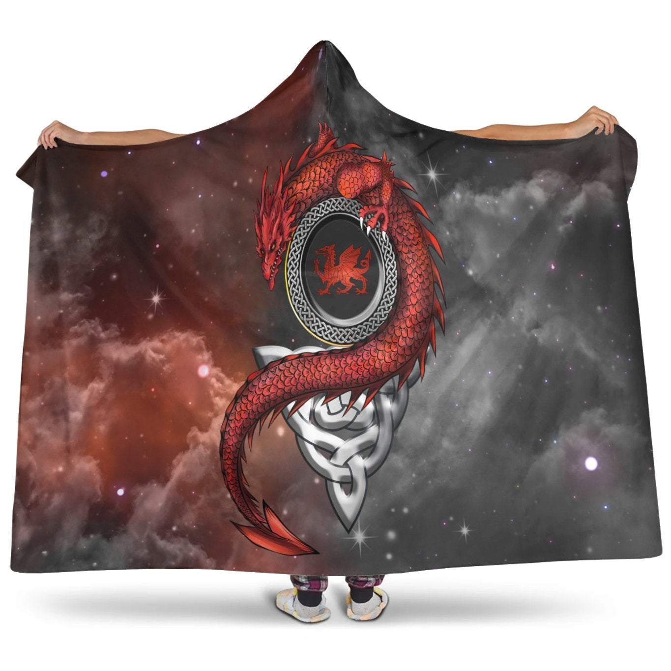 Wales Celtic Hooded Blankets Dragon With Celtic