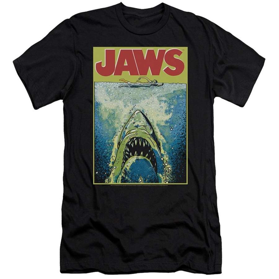 Jaws 1975 Shark Horror Spielberg Movie Bright Colored Poster Adult  T-Shirt