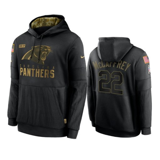 Carolina Panthers Christian Mccaffrey Black 2020 Salute To Service Sideline Performance Pullover Hoodie