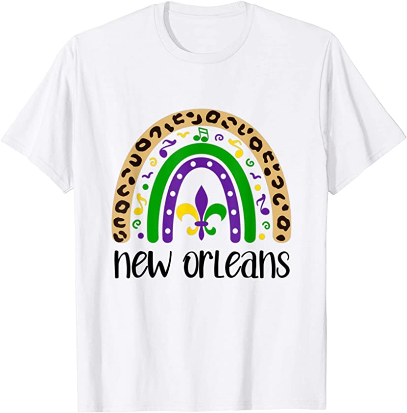 New Orleans Leopard Print Rainbow Mardi Gras Cute Krewe T-Shirt