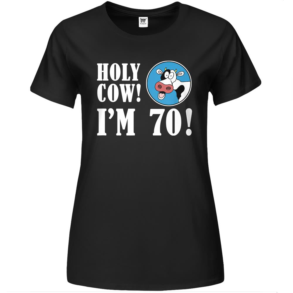 Holy Cow I’M 70 Funny 70Th Milestone Farmer Birthday Premium Womens Tshirts