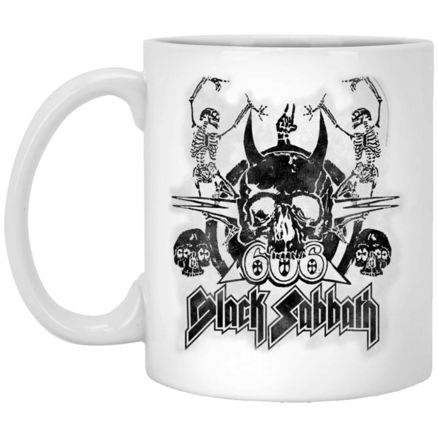 Black Sabbath Official Vintage Dancing Skeletons White Mug