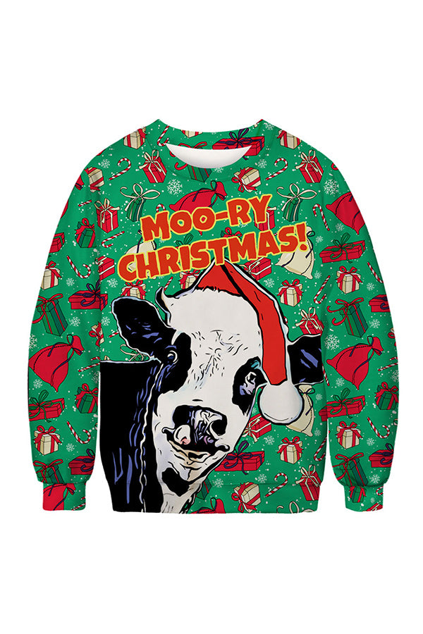 Ugly Christmas Cow Sweatshirt Green