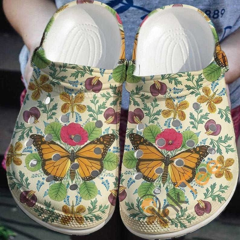 Vintage Butterfly With Flower Decor clog Shoes