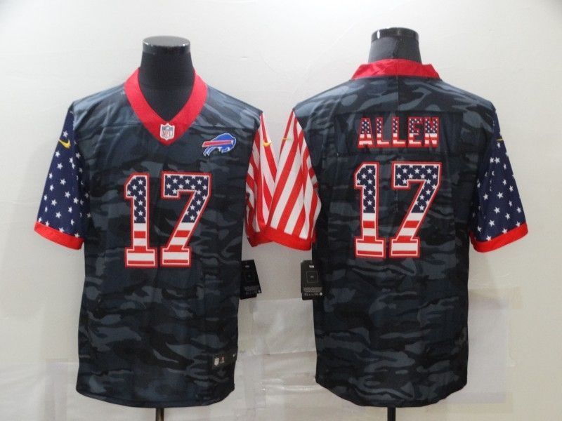 Buffalo Bills Josh Allen #17 NFL 2020 Us Flag Camo Jersey