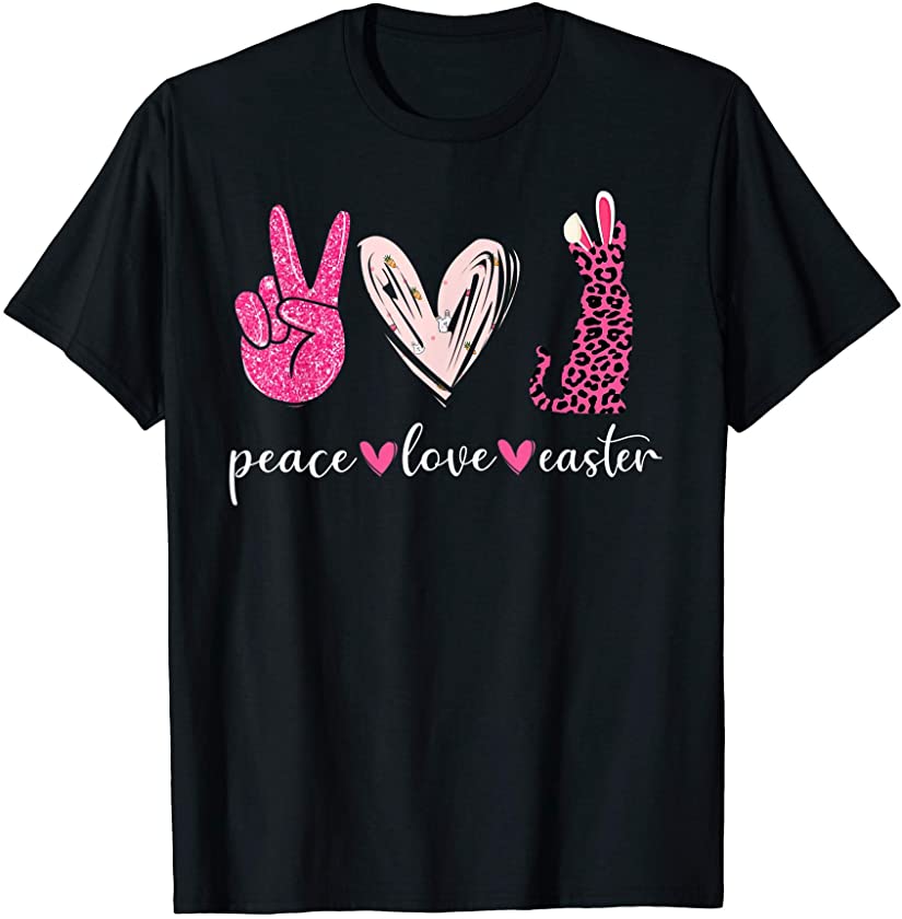 Peace Love Easter Happy Easter Bunny Cat Lover Kids T-Shirt