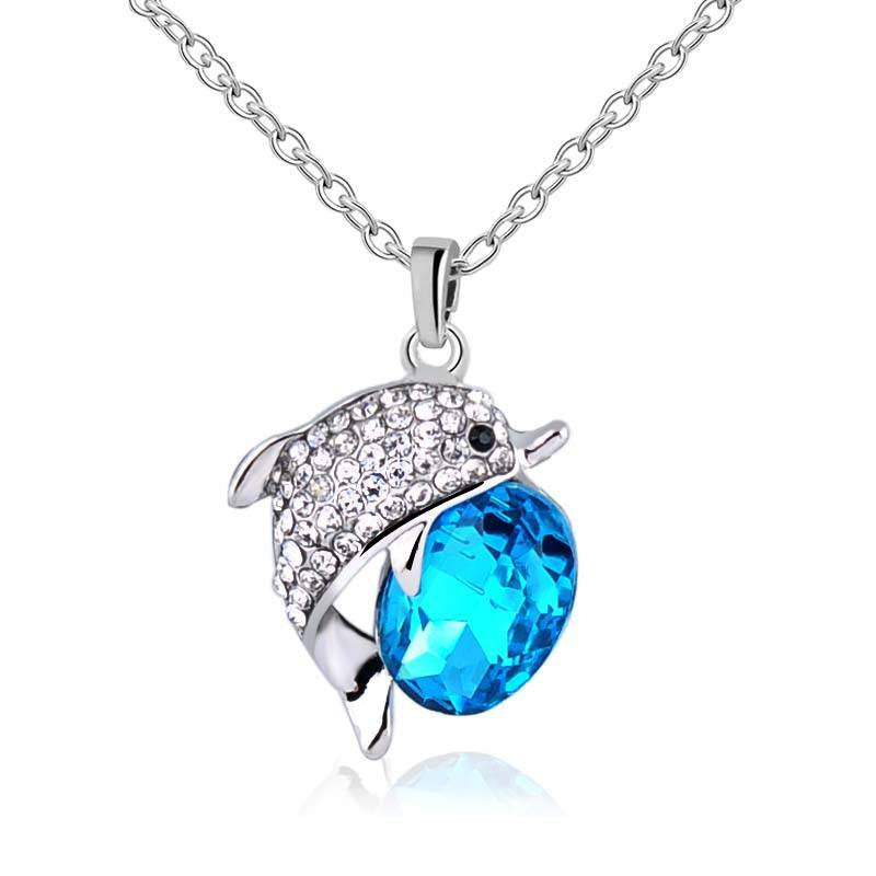 Beautiful Dolphin Rhinestone Necklace