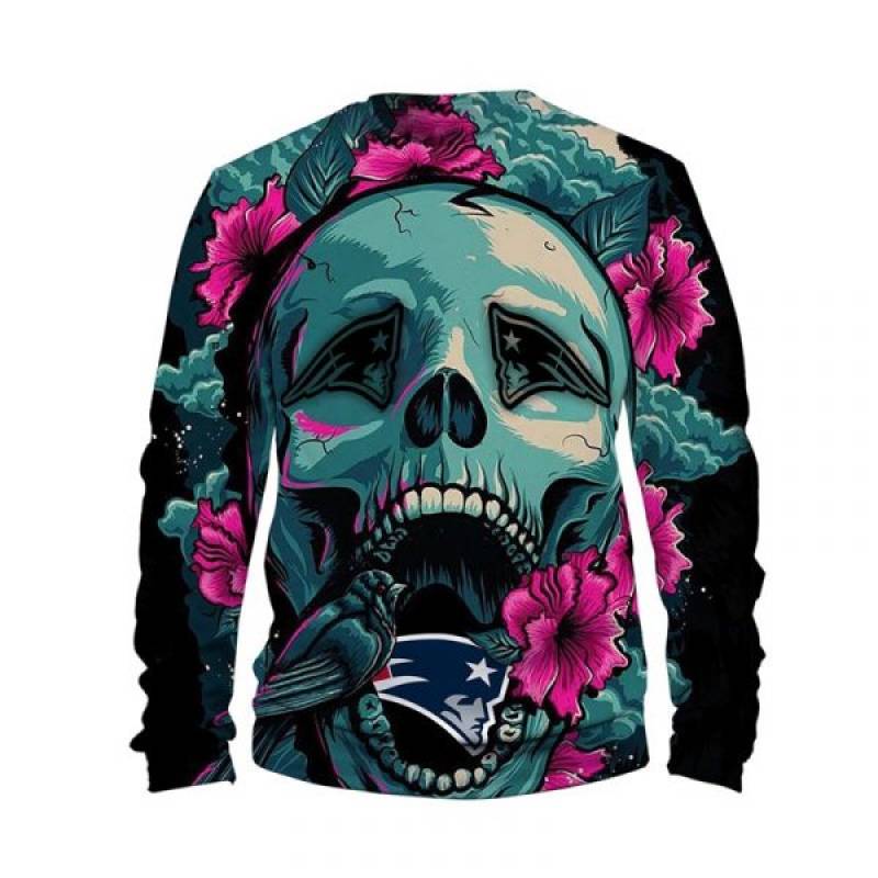 New England Patriots Skull Flower – New England Patriots 3D Sweatshirt