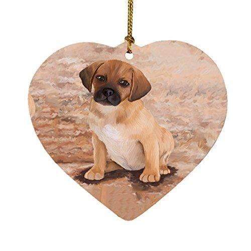 Puggle Puppy Dog Heart Christmas Ornament