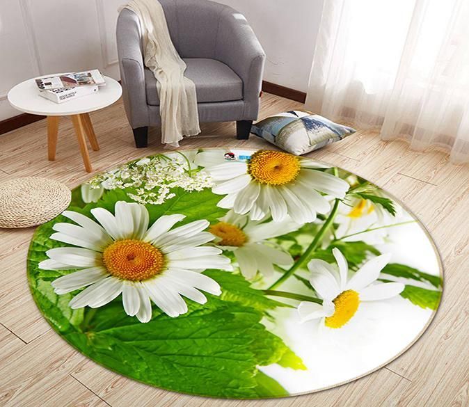 3D Bloom Chrysanthemum 068 Round Rug – Round Carpet Home Decor