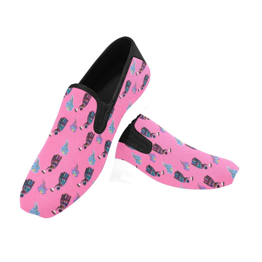 Morissa Lewis Traditional Dancer Flower Pink Orion Slip-On Women’S Canvas Sneakers (Model 042)
