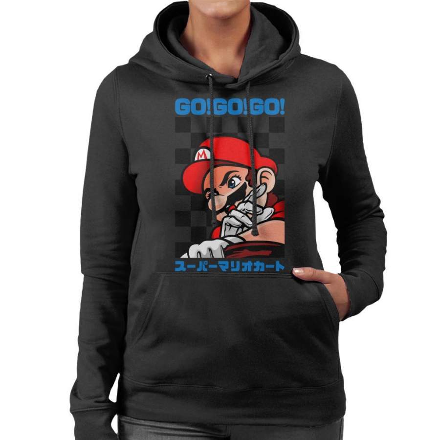 Go Go Go Super Mario Kart Retro Japanese Women’s Hooded Sweatshirt