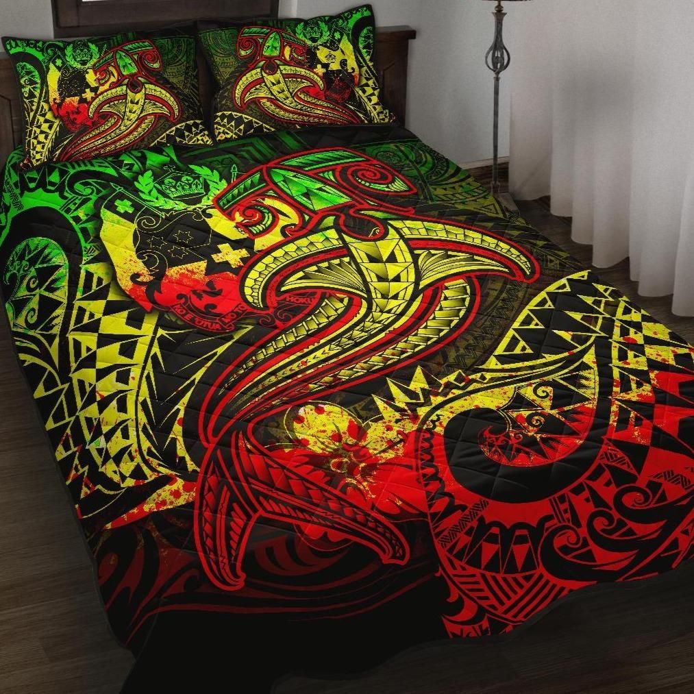 Alohawaii Home Set – Quilt Bed Set Tonga – Reggae Shark Polynesian Tattoo – Bn18