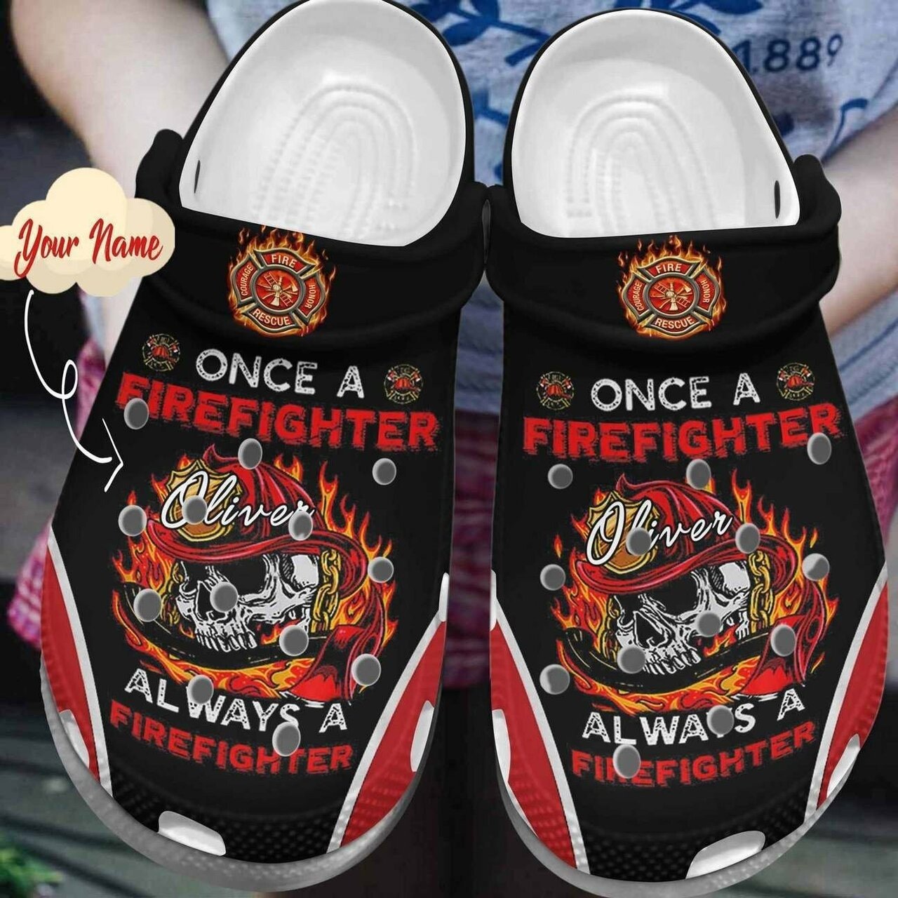 Always A Firefighter Your Name Comfortable For Mens And Womens Classic Water Rubber Clogs Clogband Clogs Comfy Footwear