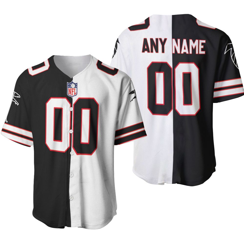 Atlanta Falcons NFL Mitchell Ness Retired Player Split Black White 2019 3D Designed Allover Custom Gift For Atlanta Fans Baseball Jersey