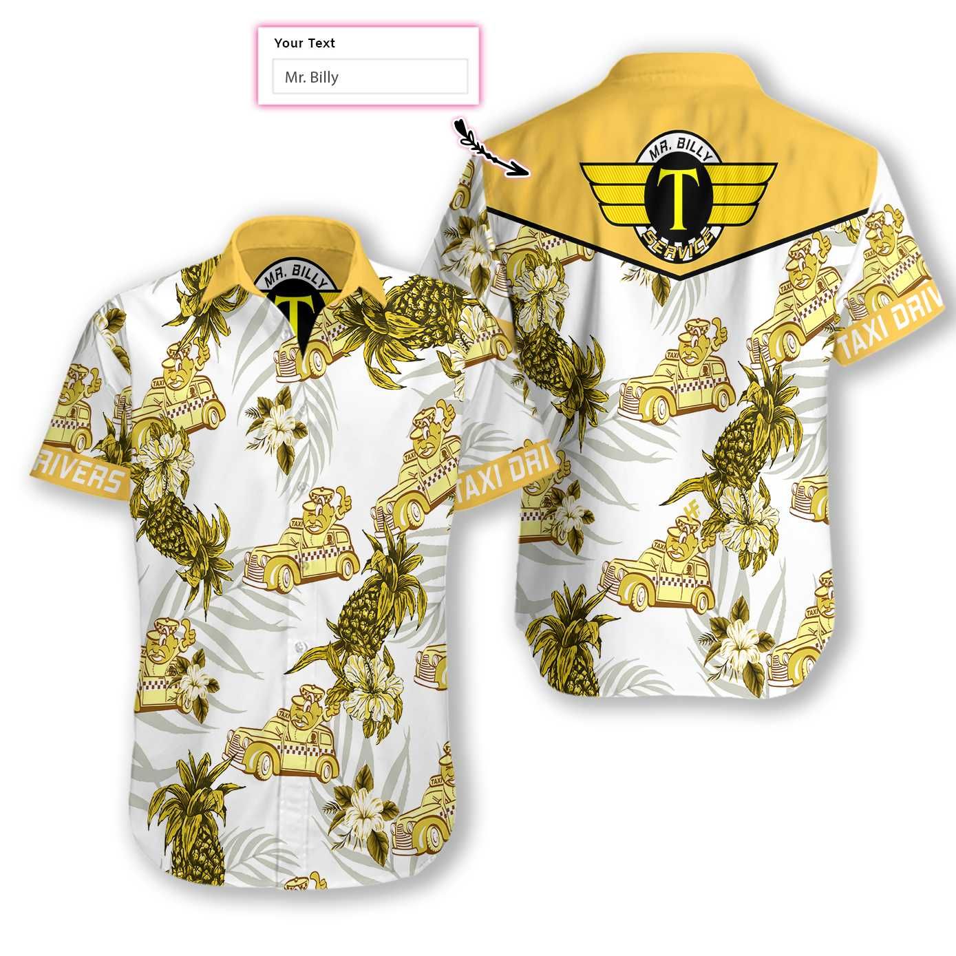 Taxi Drivers Pineapple Seamless Pattern 1712 Custom Hawaii Shirt Ha6246