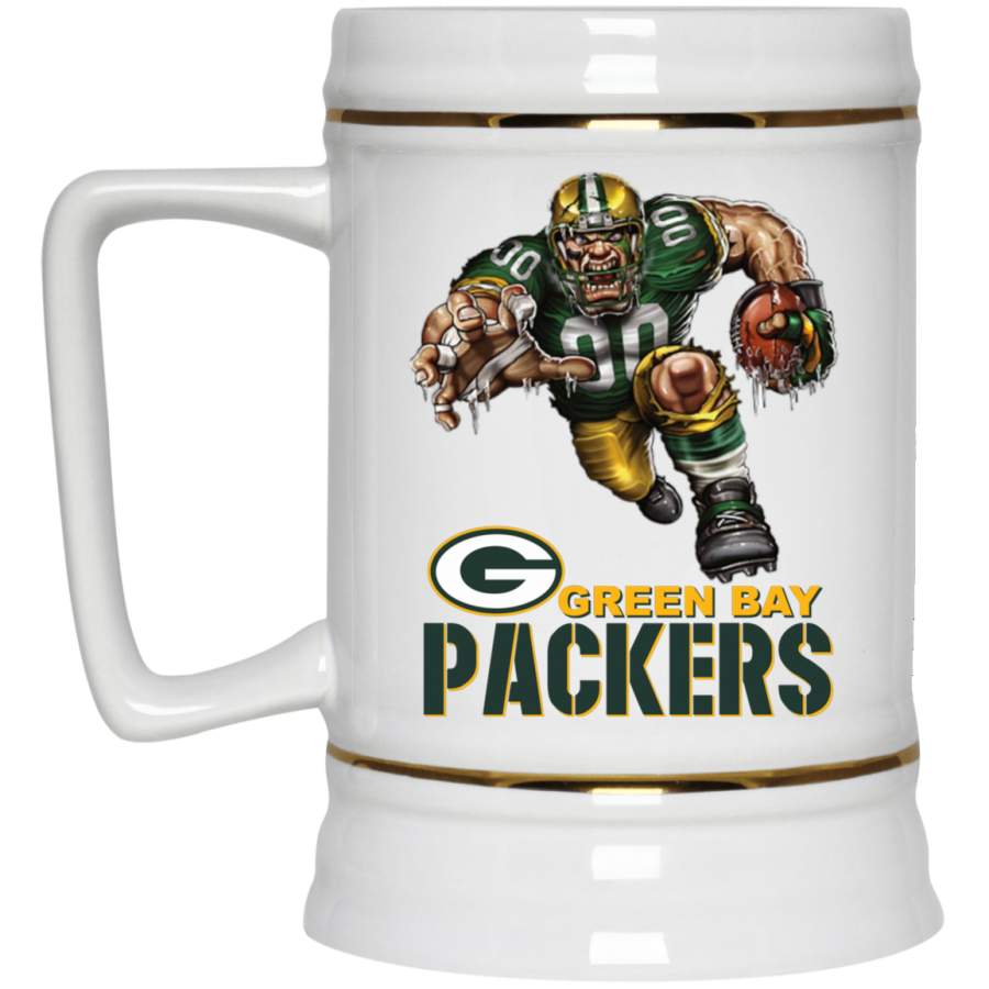 Green Bay Packers Logo Player Mascot (white mugs) 22217 Beer Stein 22oz.