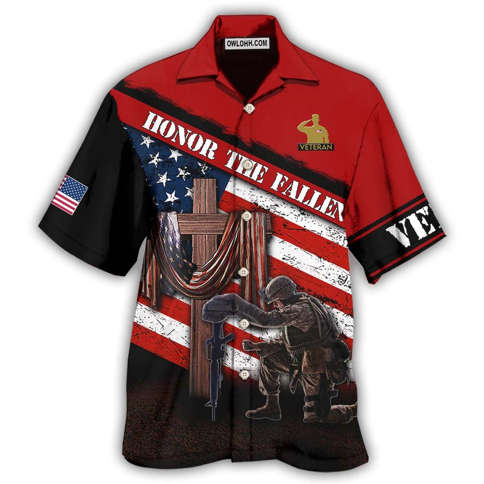 Veteran Honor The Fallen Memory With Cross – Hawaiian Shirt  – Owl Ohh