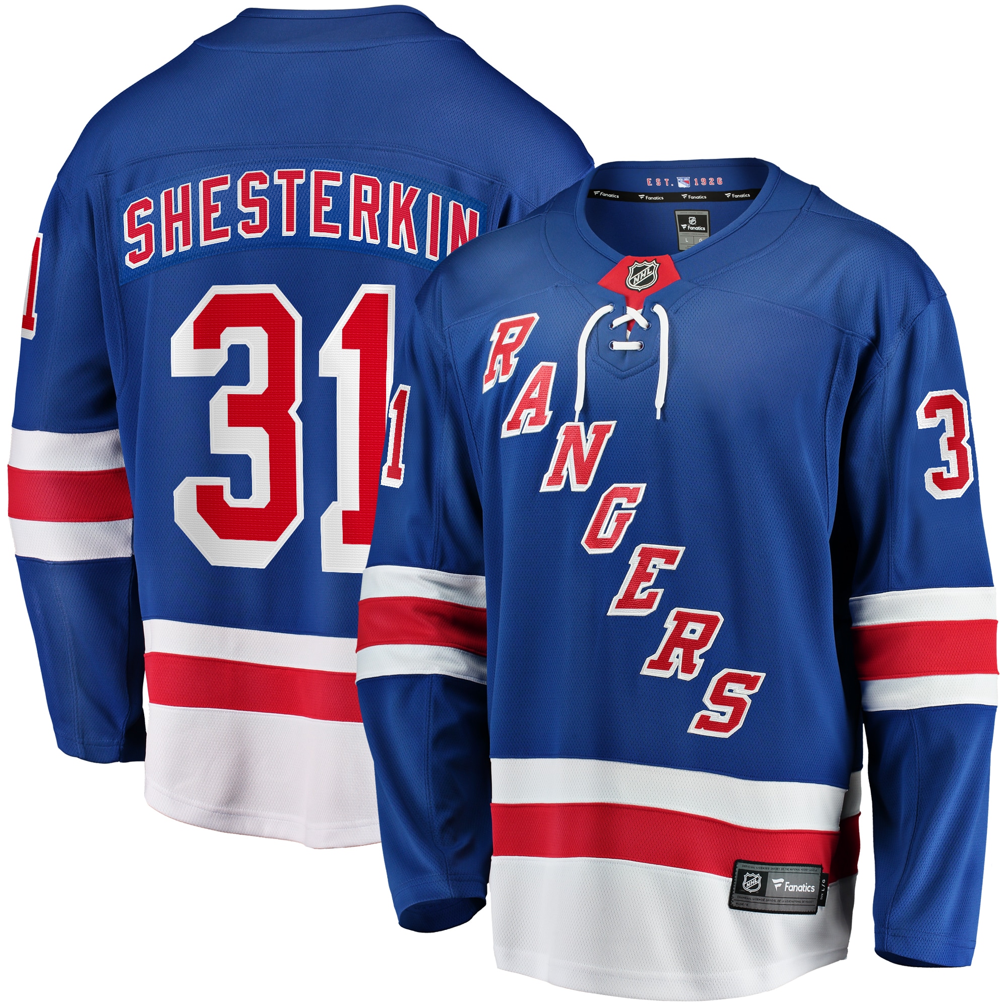 Men's New York Rangers Igor Shesterkin Blue Home Breakaway Player Jersey