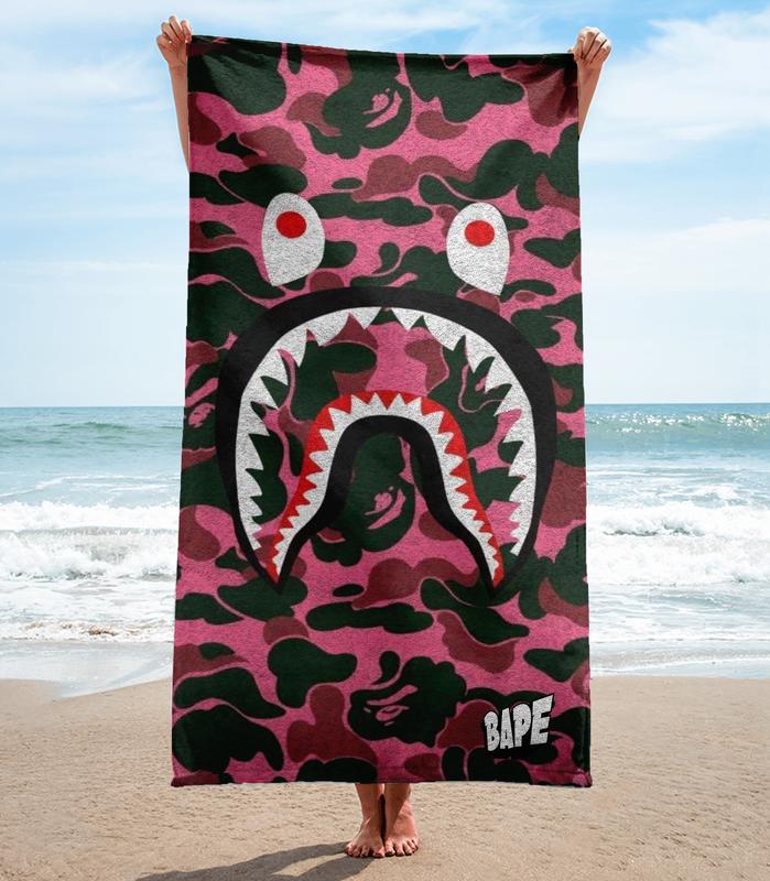 Bape Shark Quick Drying Beach Towel-Super Absorbent Bath Towel-Durability For Kids Teens Adults Travel-Lan1